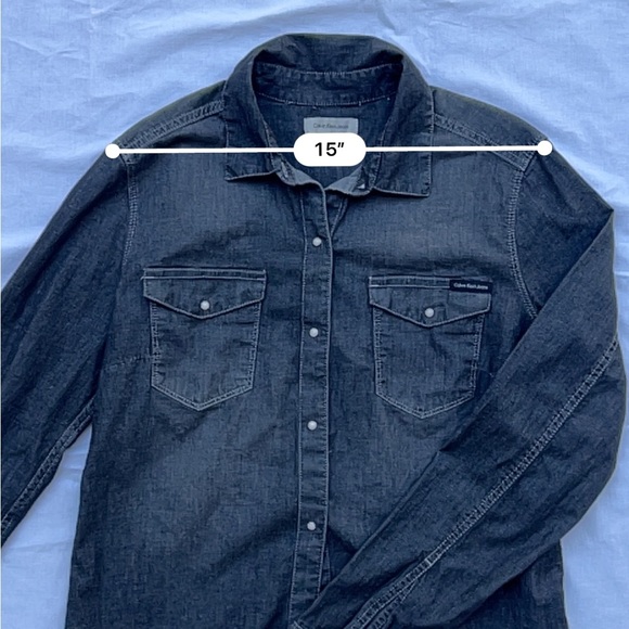 Calvin Klein Chambray Button Down Shirt - Grey - Size S - Picture 8 of 10